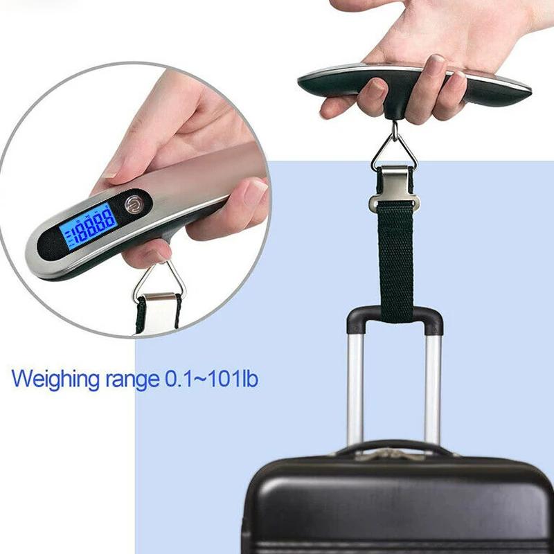 Stainless steel portable hand luggage electronic scale 50kg/10g digital lcd backlight luggage scale suitcase hanging scale