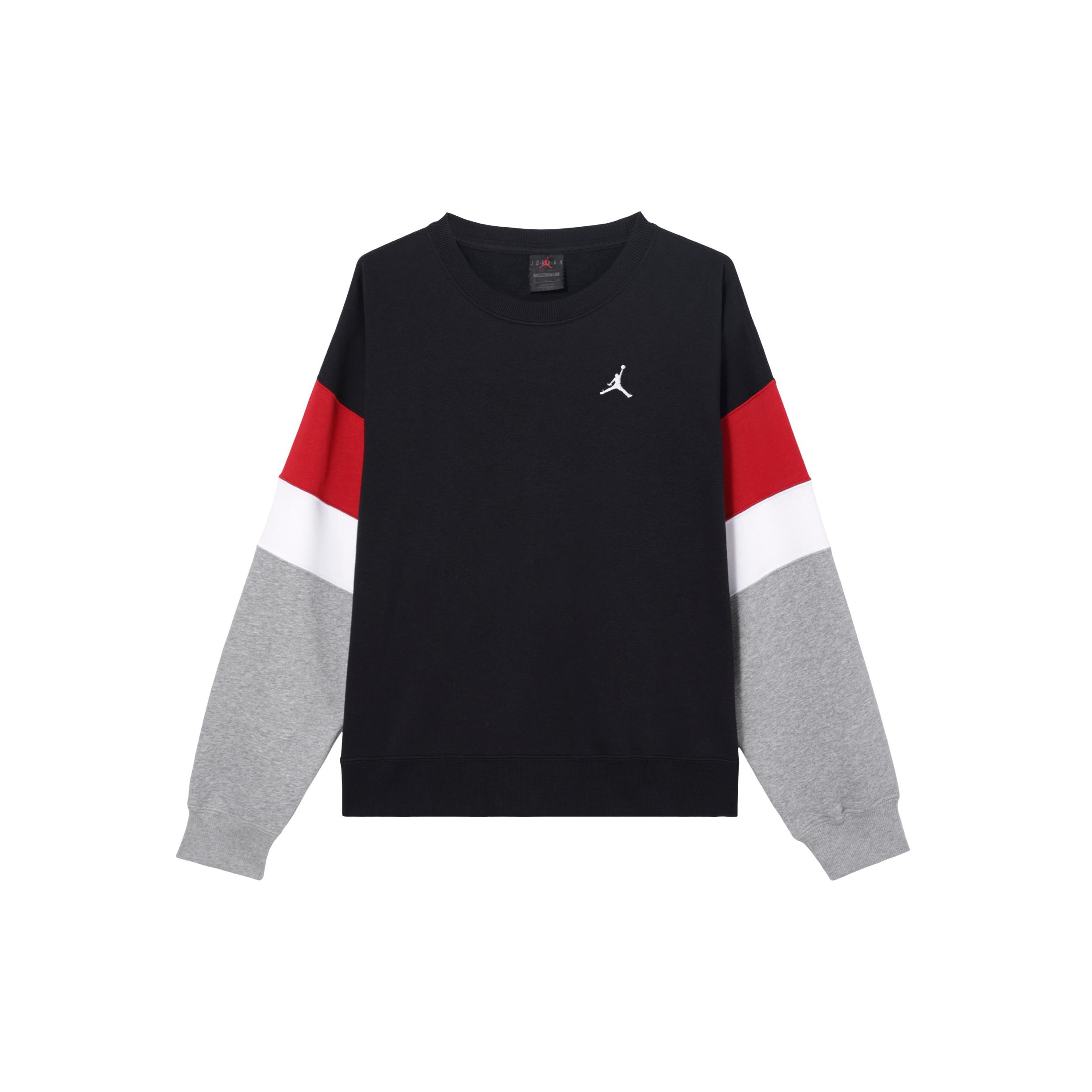 (WMNS) Air Jordan Brooklyn Fleece Crewneck Sweatshirt Black Grey Women s FB5174-010 M