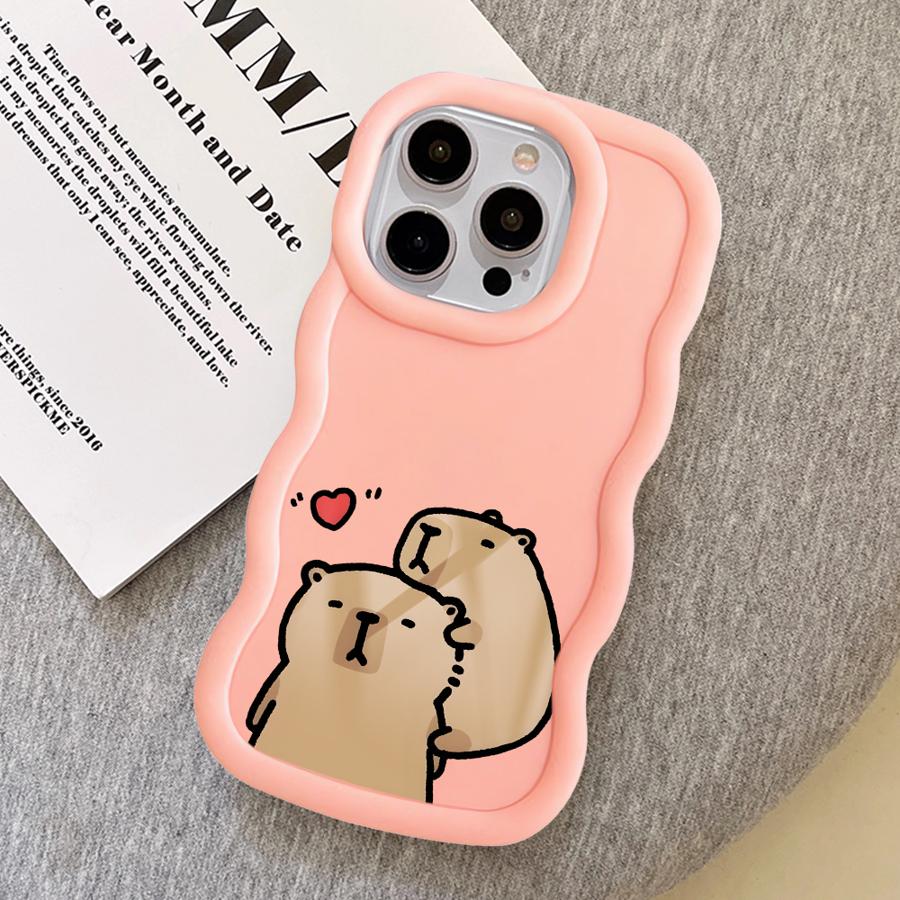 Soft Phone Cover Case for iPhone 14 15 Plus 16 Pro Max 17 Air 12 XR 8 13 11 Cartoon Capybara