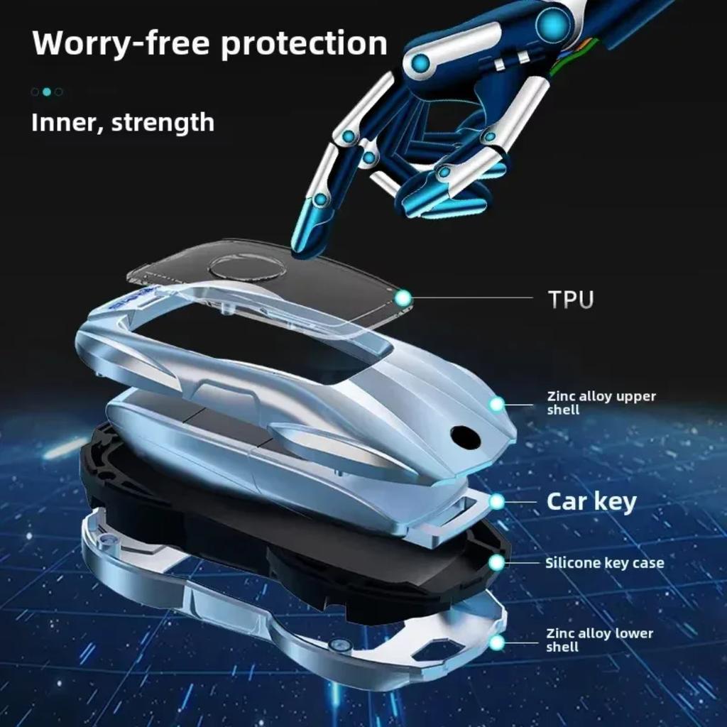 Fashion Alloy Car Key Case Cover With Chain For Mercedes Benz Ce Abs Class Gle Gla Glb Glc Gls Amg W176 W177 203 204 205