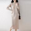 Damen Pulloverkleid 100% Wolle MODERN NEW SAGA O-Ausschnitt Strick Langer Pullover Winterpullover Wolle Langes Kleid Weiblich