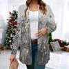 Women's Misty Woodland Pattern 3D Print Long Sleeve Open Front Cardigan, Casual Loose Fit Lightweight Street Style Outerwear