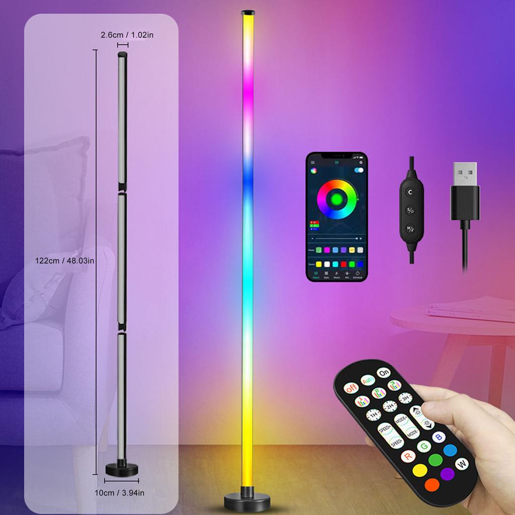 LED-Eck-Stehleuchte 3 Steuerungsmodi Eck-RGB-Stehleuchte mit Musik-Synchronisation Intelligente Moderne Stehleuchte für Schlafzimmer Wohnzimmer