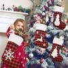 Christmas Stocking Fireplace Decor Christmas Gift Fun Tree Snowflake Red White Plaid Sock Boots Fireplace Home Decoration