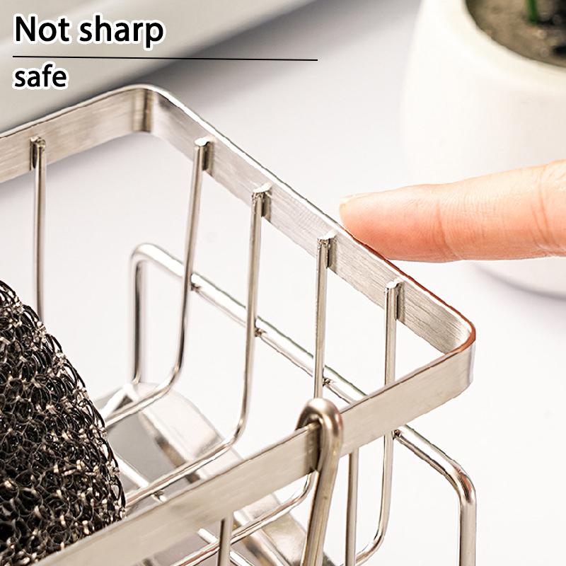 Sink Cleaning Tools Storage Rack Kitchen Multifunctional Stainless Steel Drain Rack for Sponge Cleanser Organizer Rag Hanger
