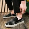 Luxury Designer Low Top Silver Rivet Rhinestone Casual Shoes Black Sneakers For Men Outdoor Walking Shoes