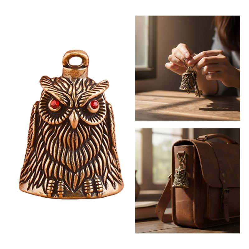 Artistic Owl Shape Metal Windchimes Bells Antique Keychain Pendant Elegant Bag Good Luck Ornament Craft Decors Gift