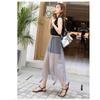Women Sexy Mesh Lace Transparent Long Tulle Skirt Fashion Summer Ladies Elastic High Waist Black White Beach Midi Skirt