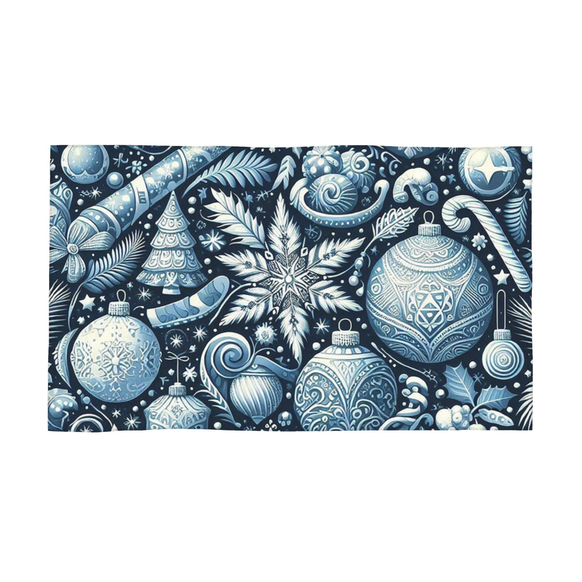 

Christmas.blue and white Soft Face Towel Quick Dry Pool Bath Cotton Towels Breathable W30*H60(CM)