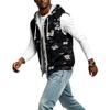 Men's Hooded Sleeveless Casual Zip-Up Sports Vest with Christmas Print Holiday Party Outfit