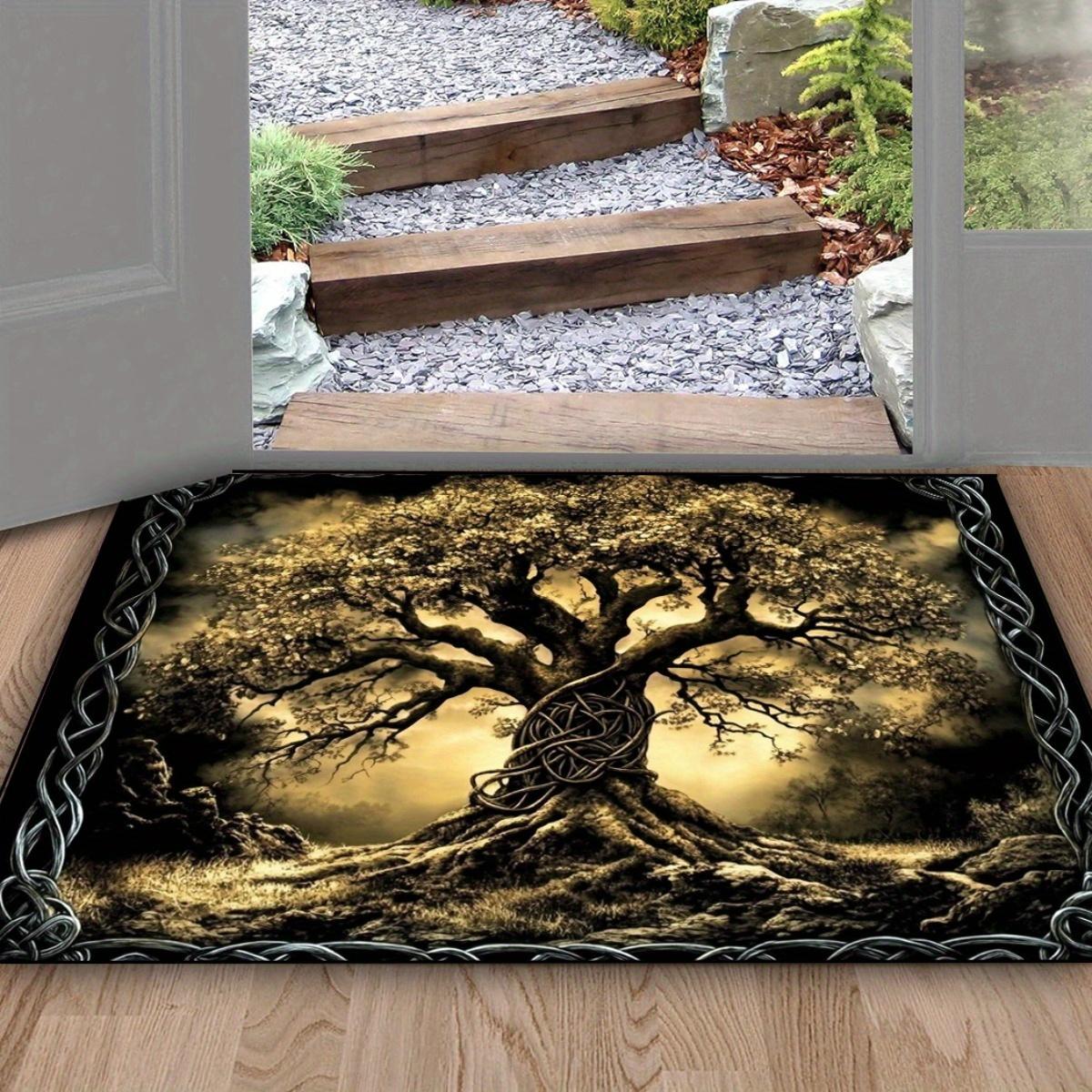 

Tree of Life Rug Velvet Flannel Printed Floor Mat Nature Art Design Decorative Carpet Entryway Home Decor 40x60cm