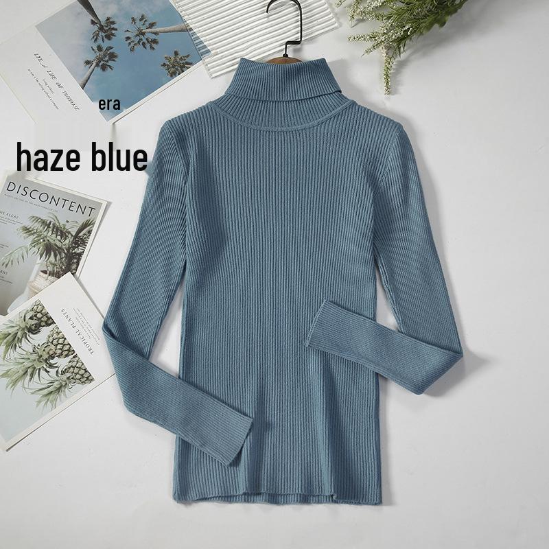 Women's Slim-Fit Knitted Turtleneck Sweater - Long-Sleeved, Solid Color, Warm for Autumn/Winter