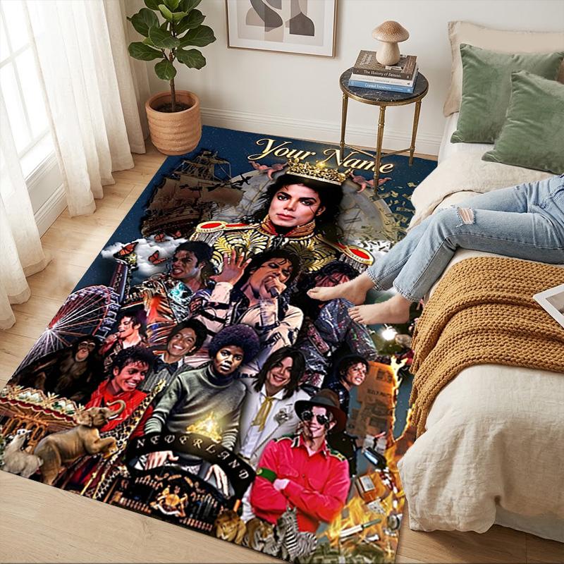 Custom Name Michael Jackson Carpet Rug for Bedroom Living Room Home Sofa Decoration,Playroom Sofa Office Home Decor Game Large Decor Floor Mat