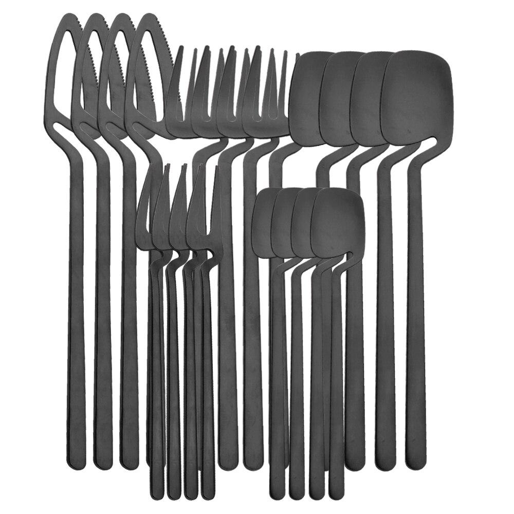 20Pcs Matte Gold Cutlery Set 304 Stainless Steel Dinnerware Knife Fruit Fork Spoon Dinner Silverware Kitchen Party Tableware Set