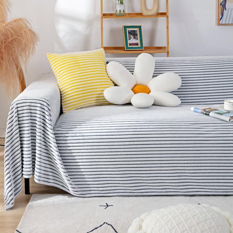 Double-Sided Retro Sofa Cover Nordic Sofa Cover Cotton Blanket Full Covered Non-Slip Sofa Cover Protective Cover