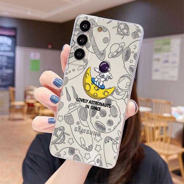 

Прозрачный чехол для Samsung Galaxy S22 S20 FE S21 S10 S9 Plus Note 20 Ultra 10 Lite 9 Мягкий чехол для телефона TPU с изображением астронавтов космонавтов Samsung S21 5G