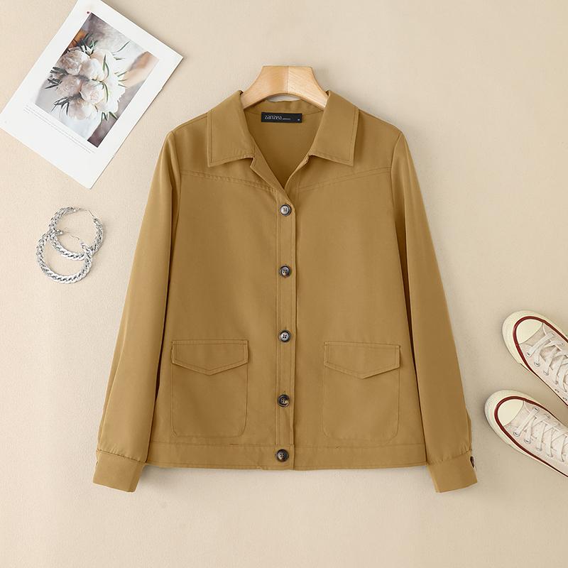 ZANZEA Women Casual Turn Down Collar Long Sleeve Autumn Blouse