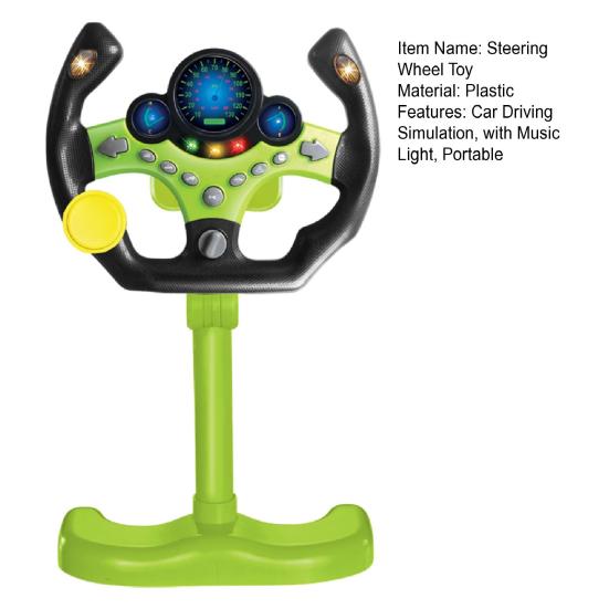 Passenger Seat Steering Wheel Toy with Music Light Kids Car Driving Simulation Wheel Toddlers Pretend Driving Educational Steering Wheel Boys Girls