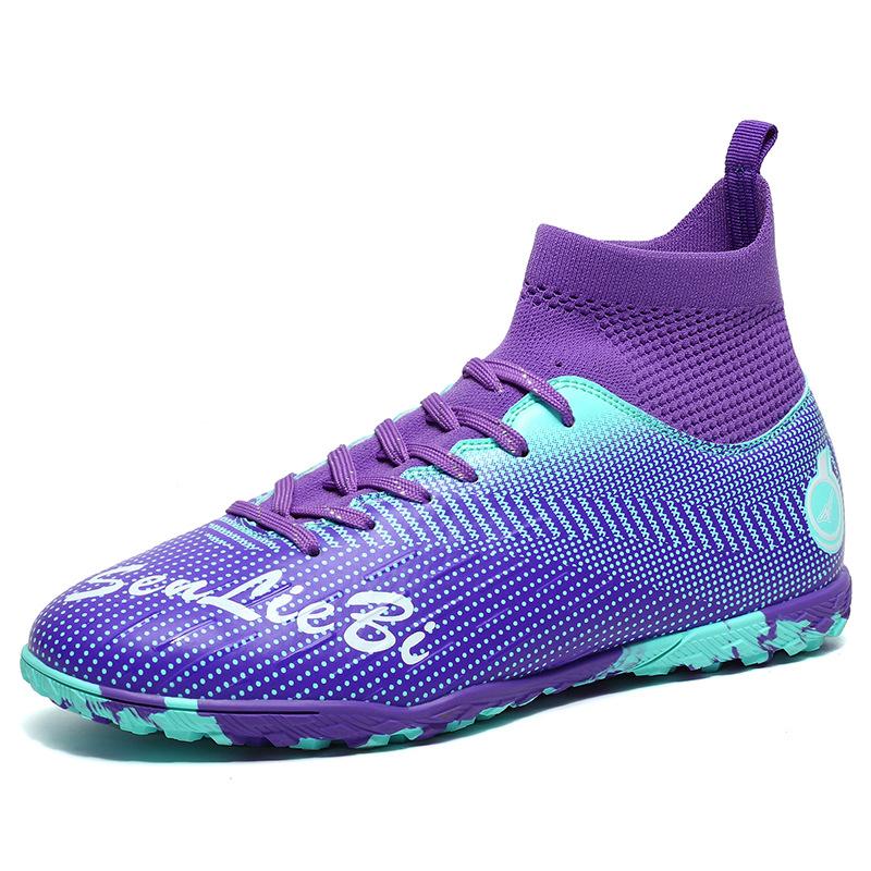 New high-top football shoes, men's and women's young college students' training shoes, long nails, broken nails, adult non-slip football training