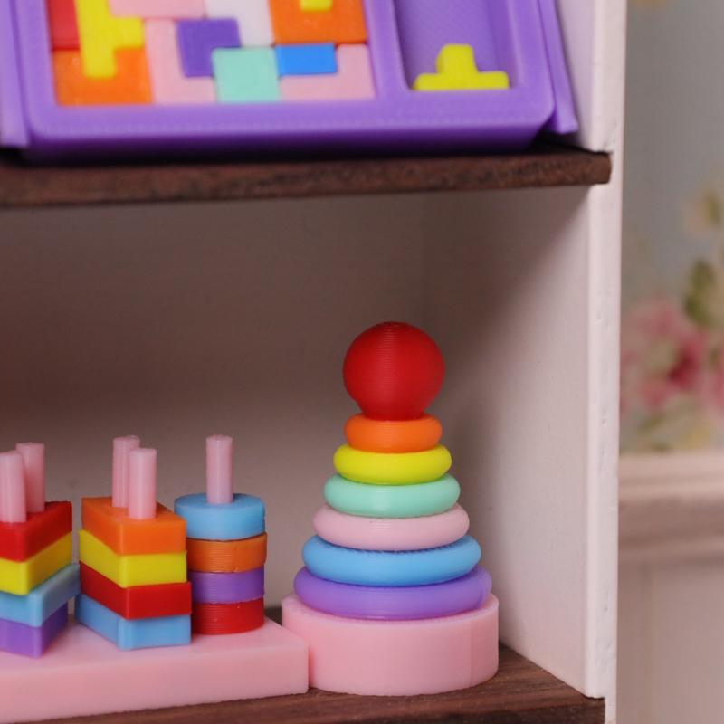 1 Set Micro Scene Decoration Miniature Dollhouse Small Wooden Bucket Assembling Blocks Model For Doll Accessories