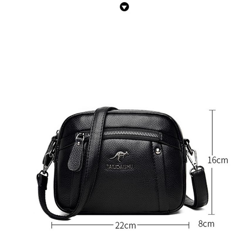 Women's Crossbody Bag, Water-Resistant Solid Color Square Shoulder Bag, Three Layer Zipper Closure Phone Purse Pouch for Women