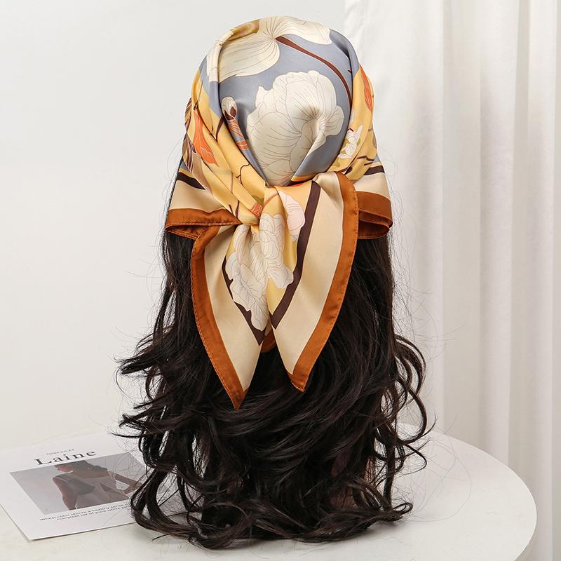 

70*70Cm Square Silk Scarves Women Hijab Shawls Abaya Women Veil Islamic Turban Femme Head Scarf Foulard Bandana Beach Pareo