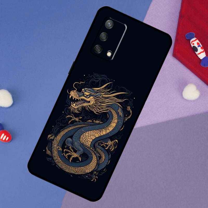 Chinese Style Crane Dragon Case For Oppo A17 A60 A40 A80 A16 A76 A96 A98 A58 A78 A18 A38 A57 A74 A54 A94 A15 A5 A6 Pro