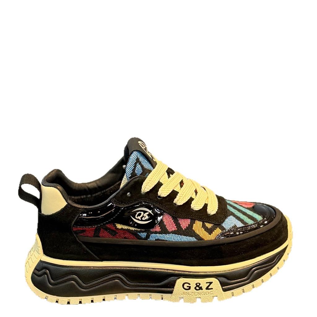 Light luxury winter low-top thick-soled heightening niche shoes student color matching casual sports shoes
