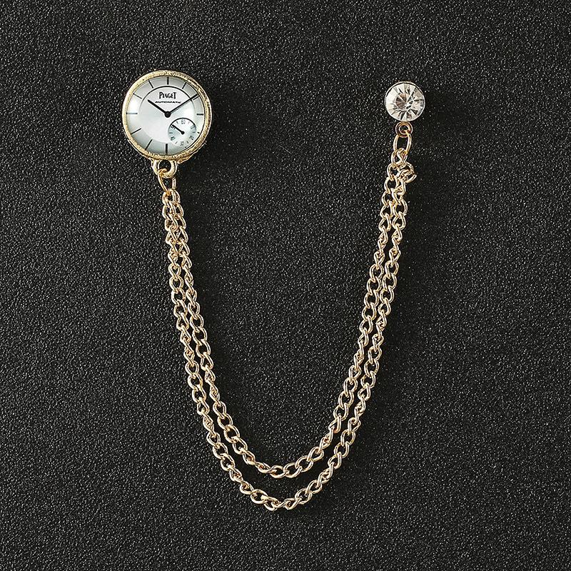 Elegant Crown Chain Brooch - Trendy European & American Lapel Accessory for Suits