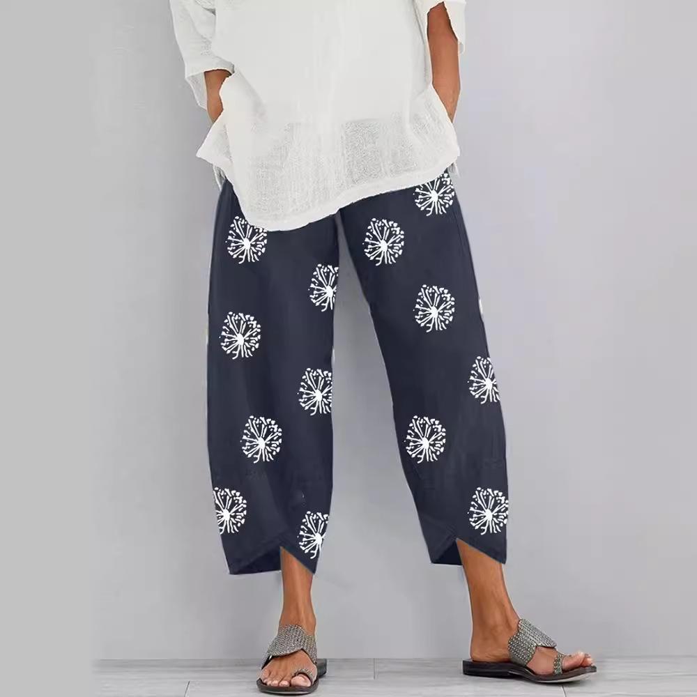 

GMXIA Женские модные свободные брюки с принтом одуванчика и эластичным поясом XXXXXL синий