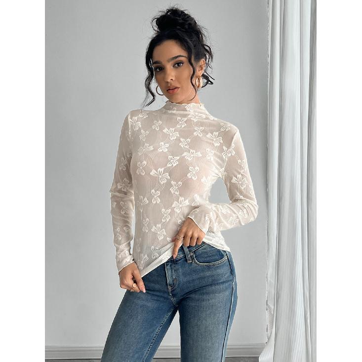 Spring And Autumn New Women'S Versatile Long Sleeve Daily Business Commuter Elegant Comfort Sexy Bottom Shirt Top