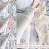 Fashionable Loose Thin Ice Silk Long Sleeves For Women Girls Sunscreen Summer Fingerless Sleeve Y4A2