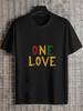 1pc Rastafarian Culture Bold "ONE LOVE" Graphic T-shirt - 180g Cotton Crew Neck Short Sleeve