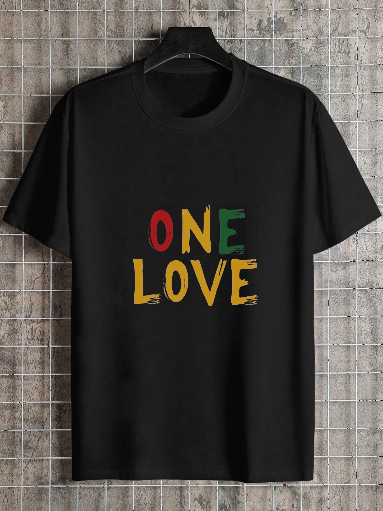 

1pc Rastafarian Culture Bold ONE LOVE Graphic T-shirt - 180g Cotton Crew Neck Short Sleeve XXXL