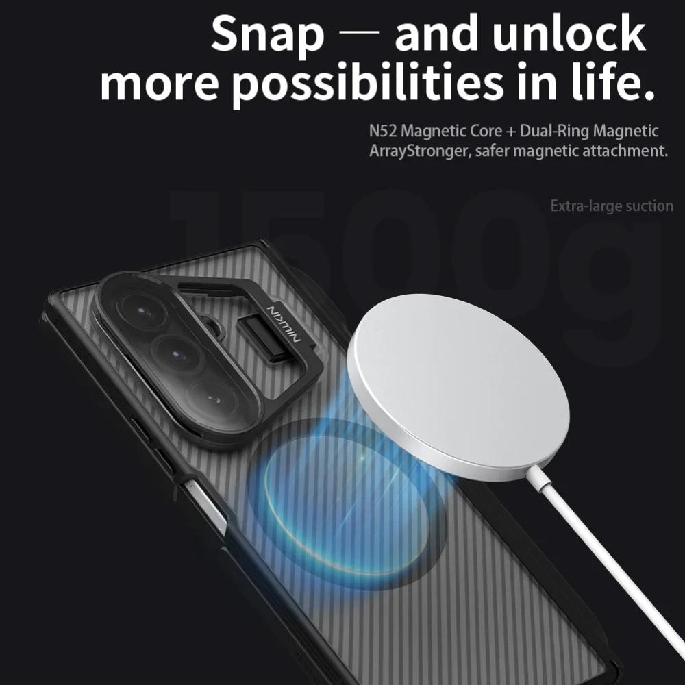 NILLKIN For Samsung Galaxy Z Fold 7 5G Case Magnetic Camshield Prop with S-Pen Case Transparency Camera Stand Cover Protection