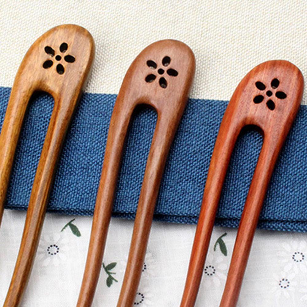 U Shape Hair Stick Hair Chinese Hairpins Styling Accessories Wooden Handmade Elegant Headwear for Women Girls