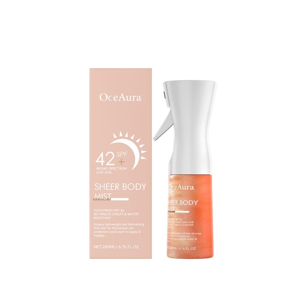 OceAura SPF42 Sunscreen Spray Anti UV Protection Sunburn Prevention Oil Control Lasting Waterproof Moisturizing Sun Cream less