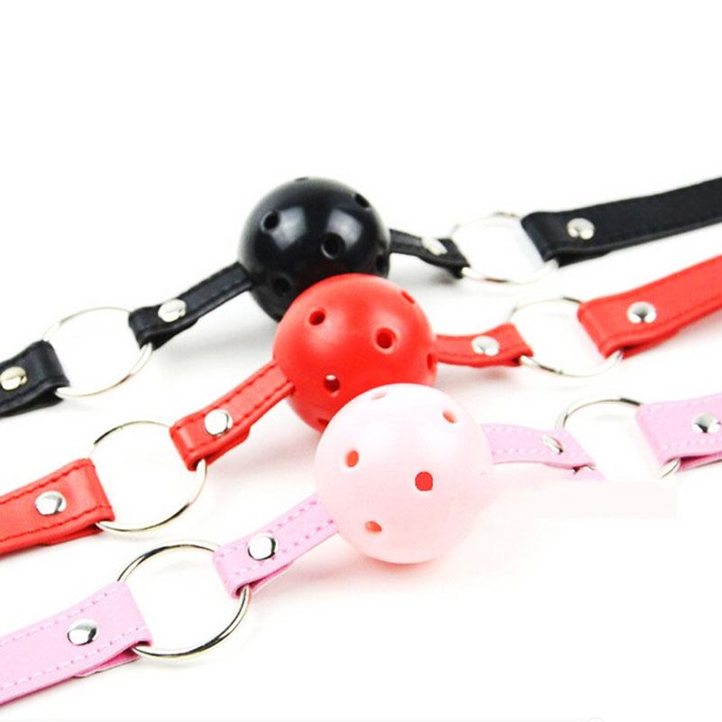 HOLLOW OUT Ball Mouth Gag Oral Fixation Mouth stuffed DROOL PU Leather roleplay slave submisson Adult Game For Couples Flirting