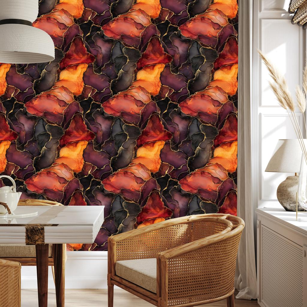 Ink Wallpaper Burgundy, Red and Rust for Living Room and Bedroom 50x1000