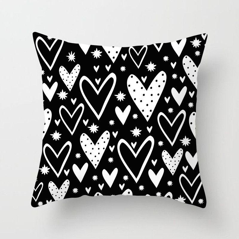 Geometric Cushion Cover Throw Pillow Case Dotted Grid Triangular Art White Black