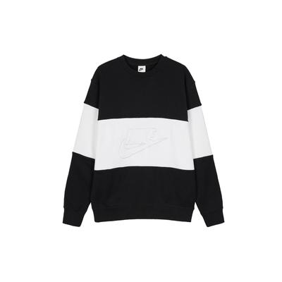 Nike Colorblock Crew Neck Sweatshirt Men Tops Black White FB7849-010