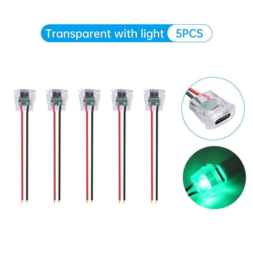 2Pin Female Connector Wire LED light USB Type-c Direct Compression Female Base Waterproof Socket With Welding Charging Interface