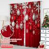 2D vlakke print 2 stuks Vrolijk Kerstfeest Scène Gordijnen Gelukkig Kerstfeest Zilveren Sneeuwvlokken_ Veelzijdig Duurzaam Polyester Zonder