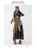 Women's High-Waisted Retro Plaid Lace Patchwork A-Line Skirt with Irregular Hem