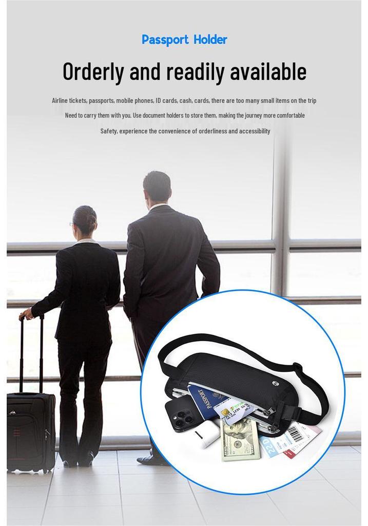 Waterproof Anti-Skimming Passport and Phone Waist Bag
