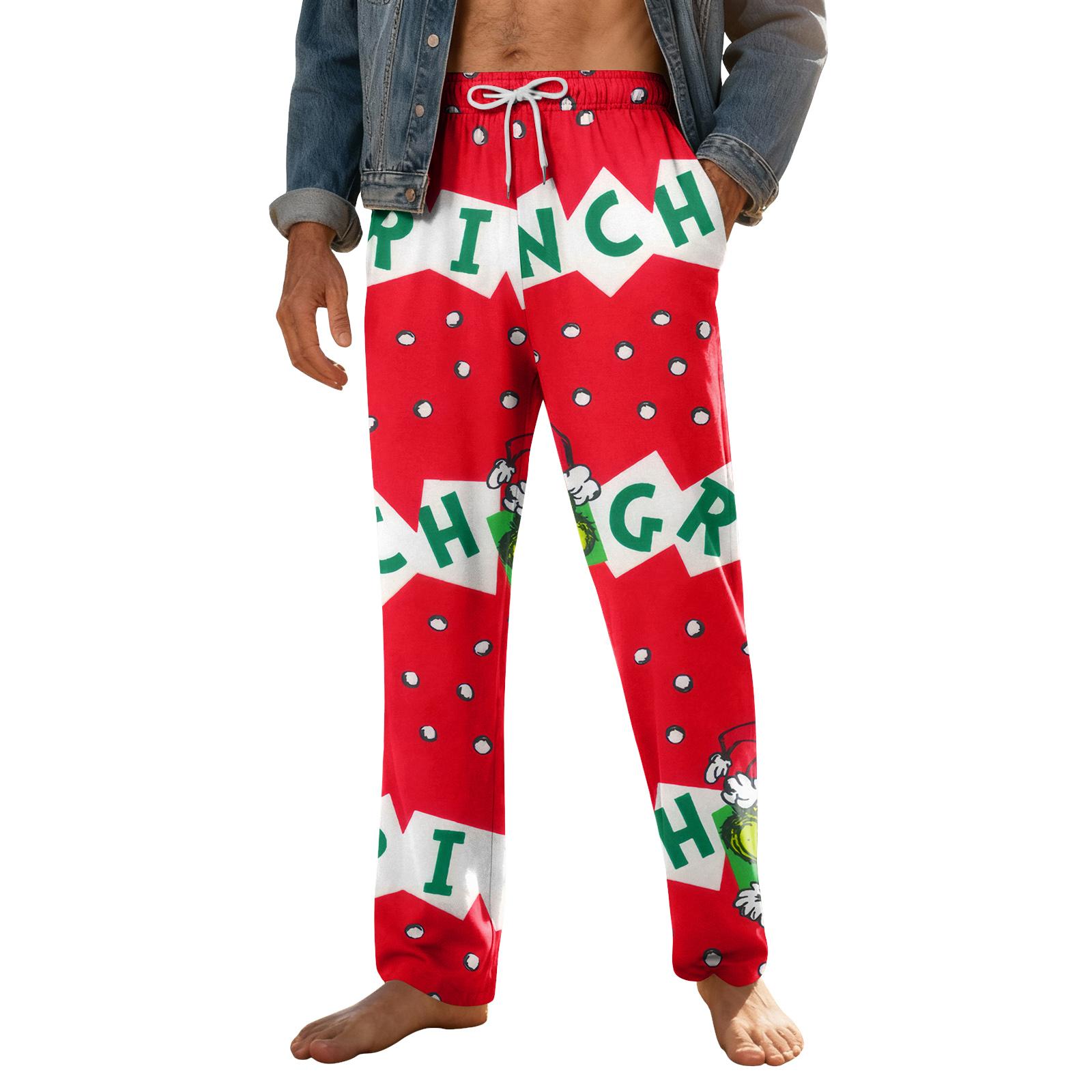 

Мужские домашние мягкие пижамные штаны со шнурком и карманами, повседневные спортивные штаны M красный