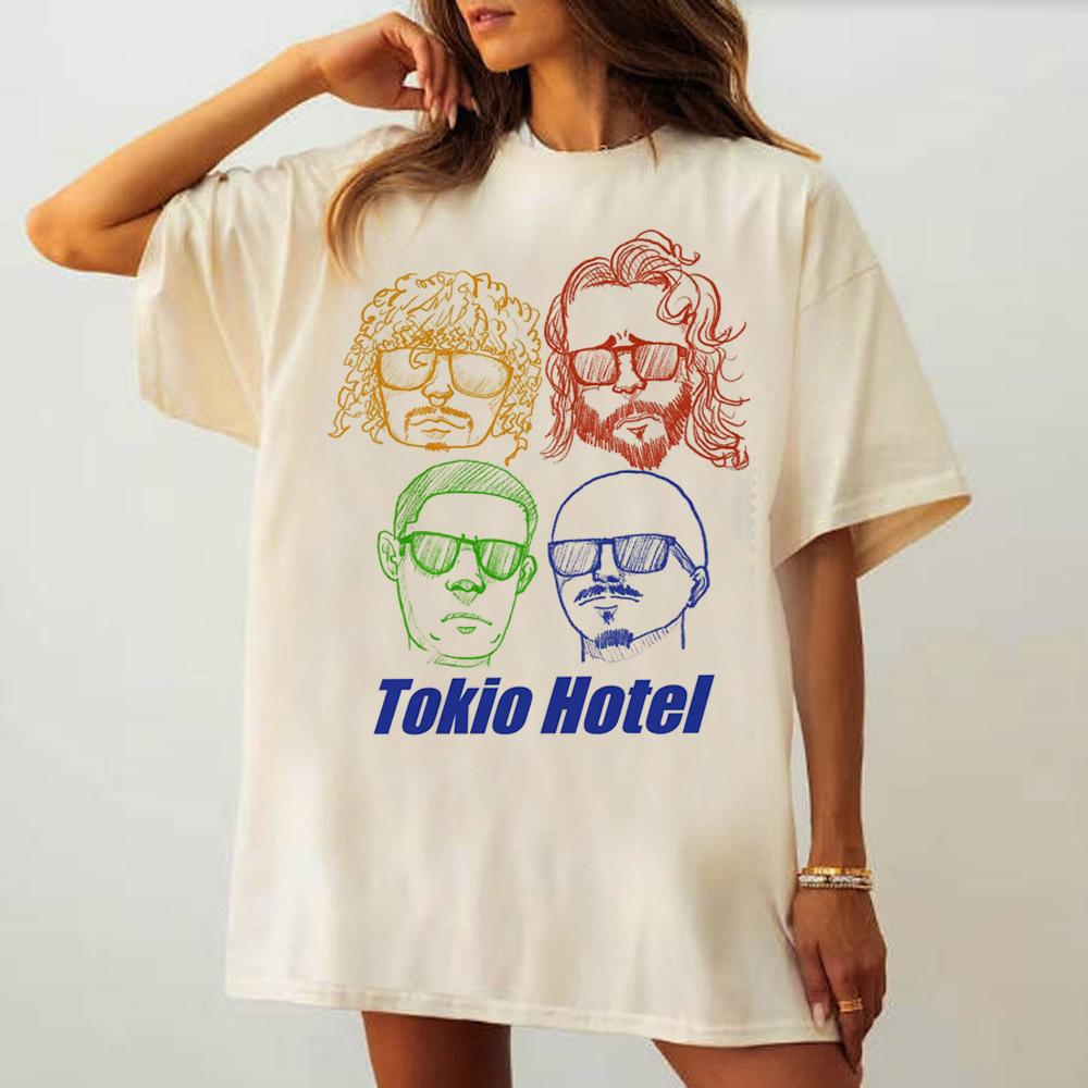 Tokio Hotel Women korean clothes Grunge Pop Culture aesthetic top tees graphic anime Pop Culture streetwear Graphic Psychedelic