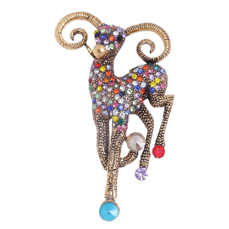 Shiny Baroque Sheep Goat Brooch Pin 1Pcs Luxury Jewelry for Wedding Birthday Party Couple Gift
