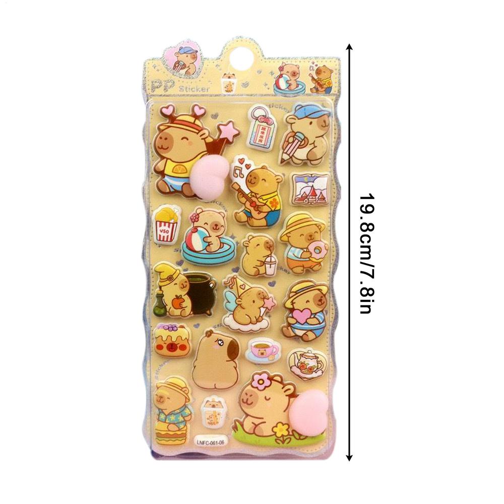 

Kids 3D Stickers relief PVC Cartoon Removable Funny Toys Capybara Decals Kids Party Stickers for Phonecase Laptop Scrapbook