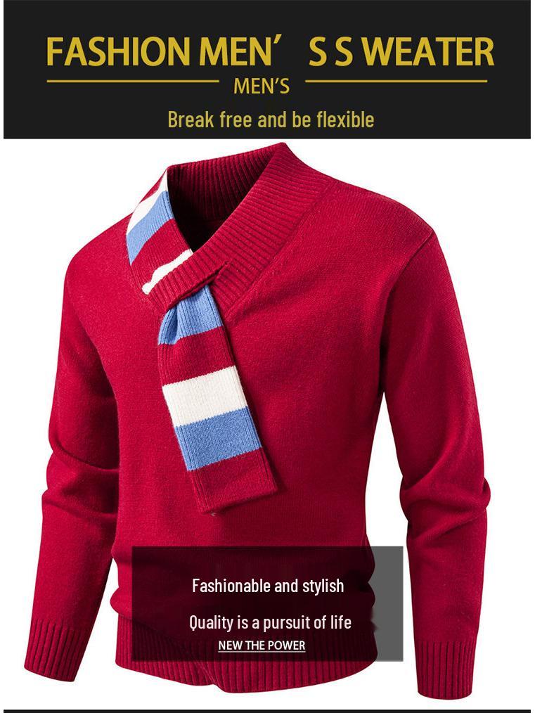 2025 Men's Plus Size Warm Christmas Knit Sweater: Thick Winter Casual Fashion Top